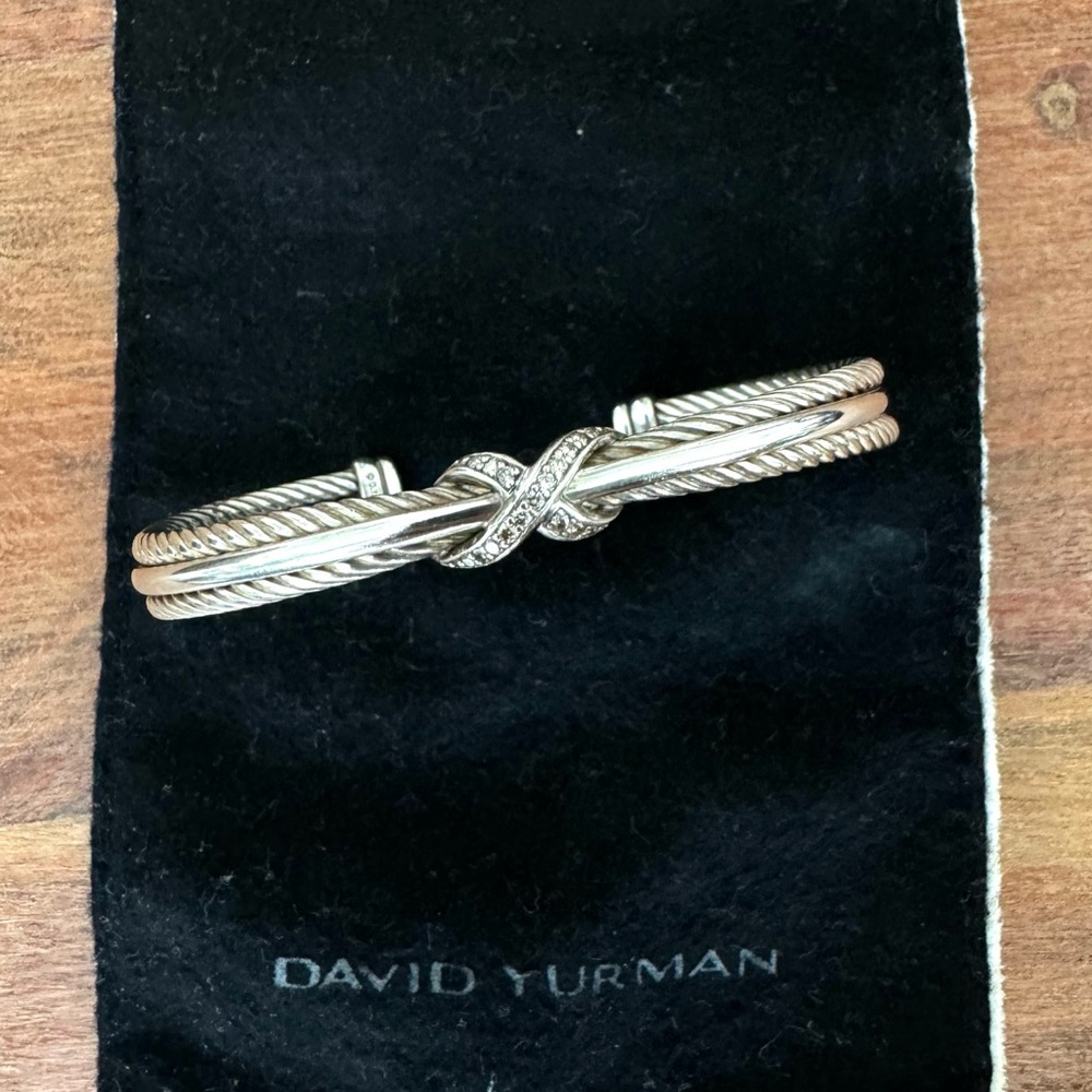 David Yurman Crossover X Bracelet with Diamonds, 7mm
